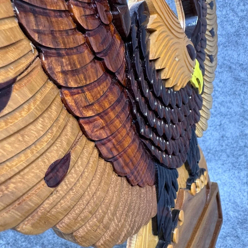 Handmade Wooden Carved Sign Golden Eagle Motorcycle Plaque Harley Mancave Biker
